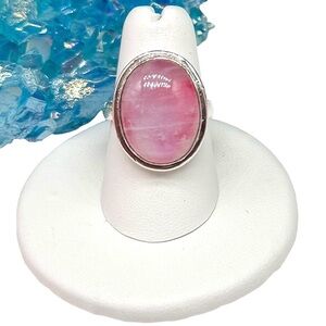 Pink Flash Rainbow Moonstone Ring Size 7 Solid 925 Sterling Silver Oval Stone